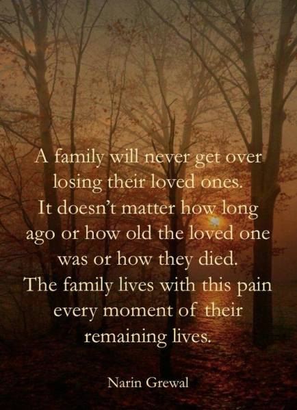 family never gets over the death of a loved one