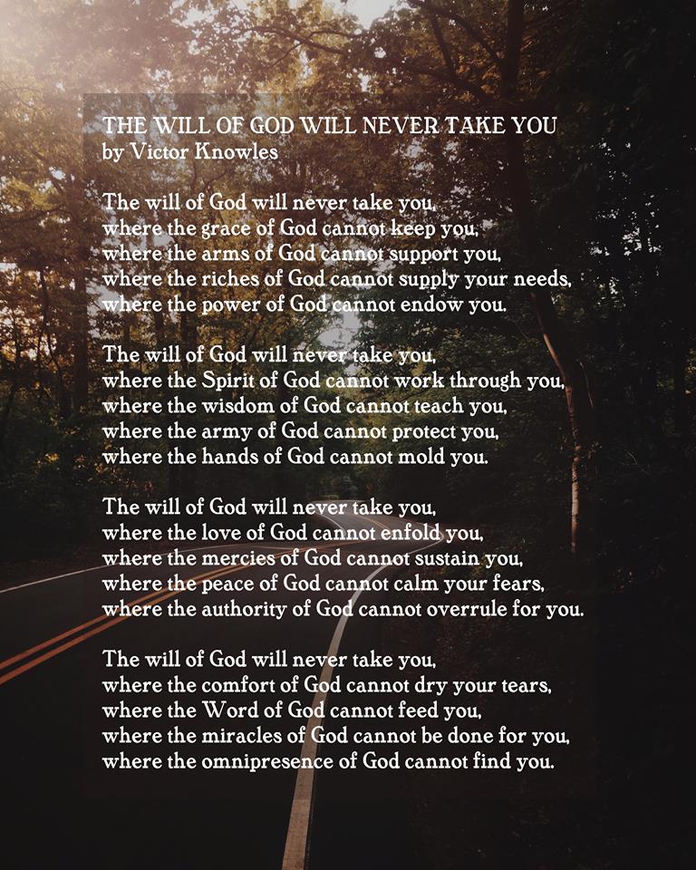 the will of God will never take you