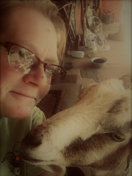 goat and mel on porch (2)